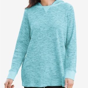 New never worn woman within soft aqua marled knit thermal hoodie 4x A-4
